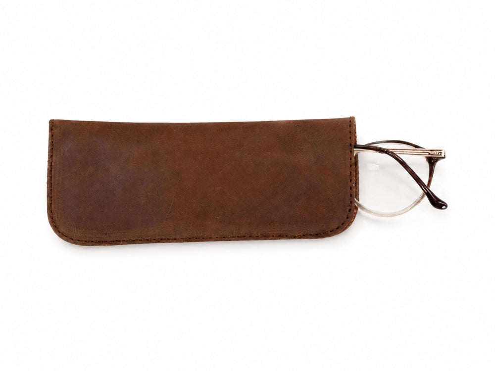 Handmade Leather Eyeglass Sleeve Wholesale | Personalized Slim Sunglasses Pouch Manufacturer front design preview