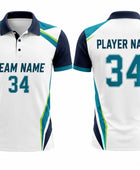 Custom White Cricket Shirt – Sublimated Short Sleeve Team Jersey for Wholesale Clubs