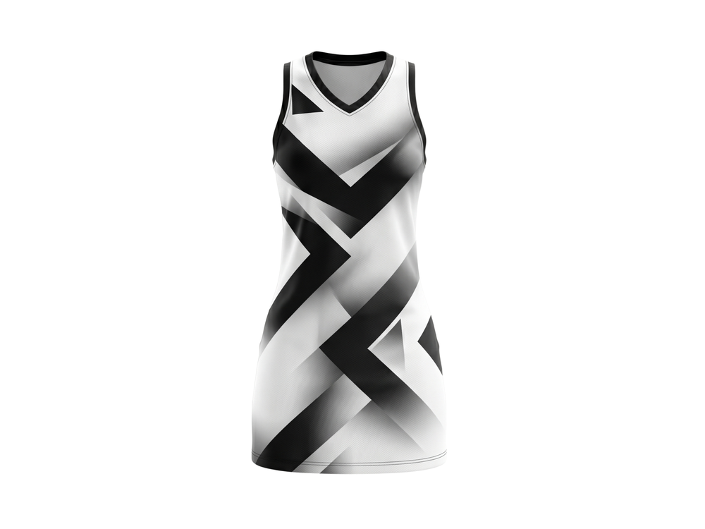 Custom Black,White & Silver  Sublimated Basketball Dress front design preview