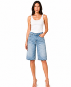 Wholesale Custom Light Blue Denim Bermuda Shorts Manufacturer Private Label High Waist Shorts