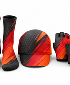 Custom Cycling Socks Helmet and Gloves Set | Wholesale Cycling Team Accessory Bundle | Black Red Orange | Apparels Bridge