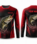 Custom Fishing Shirt | Wholesale Fishing Team Long Sleeve Shirt | Black Red Bass | Apparels Bridge