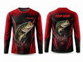 Custom Fishing Shirt | Wholesale Fishing Team Long Sleeve Shirt | Black Red Bass | Apparels Bridge