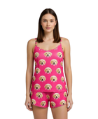 Wholesale Custom Pet Face Polyester Short Set, Hot Pink Sleepwear Manufacturer for Private Label Boutique Brands