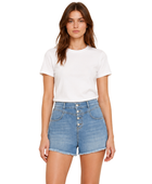 Custom Women’s High Waisted Button Fly Denim Light Blue Shorts B2B