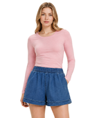 Custom Women’s Pull On Denim Shorts High Waisted B2B