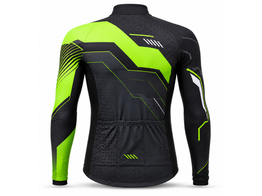 Custom Cycling Jacket | Wholesale Cycling Team Jacket | Black Lime Green | Apparels Bridge design preview