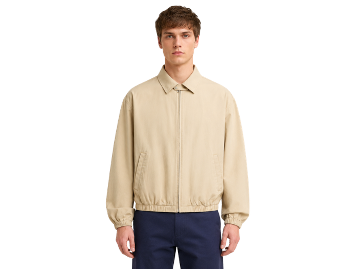 Custom Men’s Cropped Denim Beige Jacket B2B front design preview
