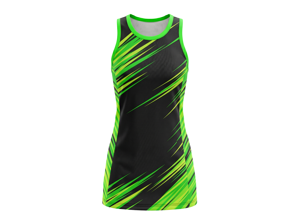 Custom Black & Neon Green Sublimated Basketball Dress front design preview