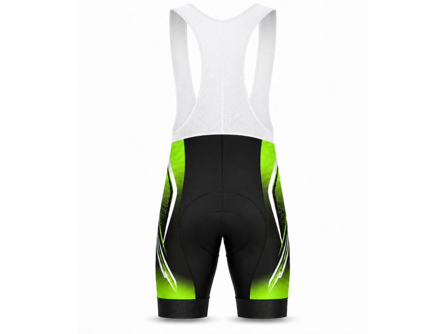 Custom Cycling Bib Shorts | Wholesale Cycling Team Bibs | Black Lime Green | Apparels Bridge design preview
