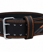 Custom Powerlifting Leather Belt | Wholesale Strength Training Belt | Black Orange | Apparels Bridge