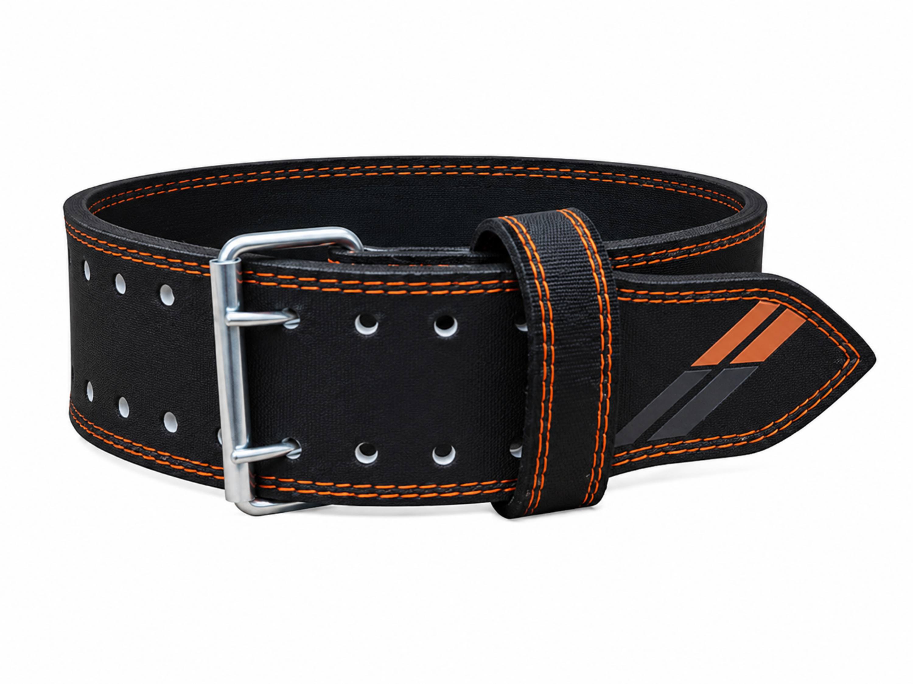 Custom Powerlifting Leather Belt | Wholesale Strength Training Belt | Black Orange | Apparels Bridge