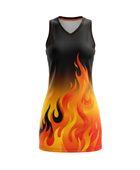 Black, Orange & Yellow Flame Custom Sublimated Basketball Dress