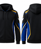 Custom Black Football Zip Hoodie Jacket – Wholesale Soccer Teamwear for Clubs