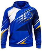 Custom Handball Hoodie – Blue White Warmup Teamwear for Wholesale Sports Buyers