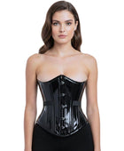 Black PVC Overbust Corset with Garters Wholesale | Gothic Bridal Bustier Manufacturer