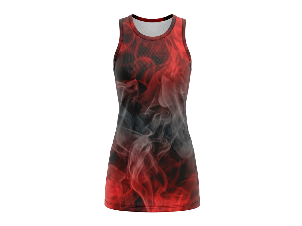 Custom Red, Black & Gray  Sublimated Basketball Dress front design preview
