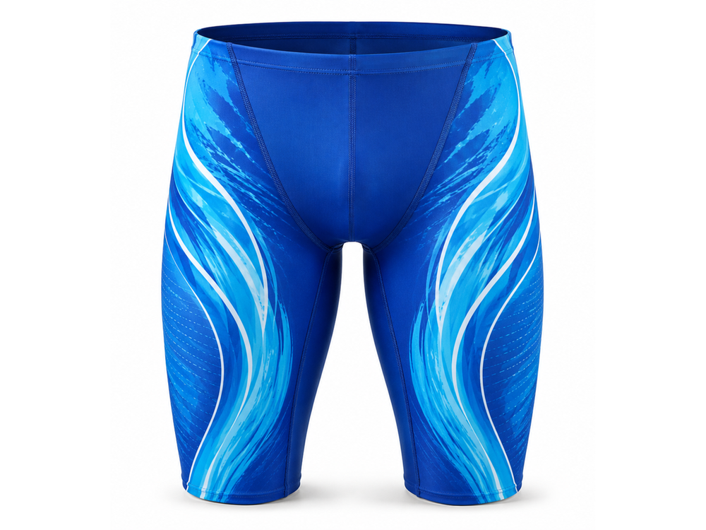 Custom Men’s Swim Jammer – Blue Wholesale Swim Team Shorts front design preview