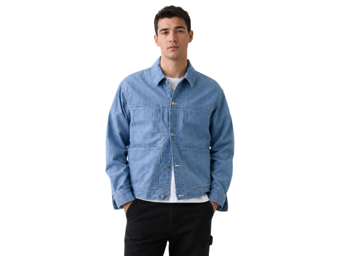 Custom Men’s Light Blue Zip Front Denim Jacket B2B
