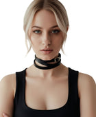 Women’s Black Leather Double Wrap Choker Wholesale | Custom Minimal Leather Necklace Manufacturer