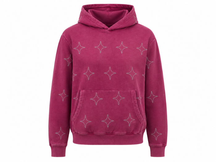 Custom Boxy Rhinestone Pink Hoodie B2B