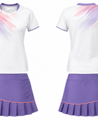 Custom White Purple Badminton Warm-Up Set – Shirt and Skirt Teamwear