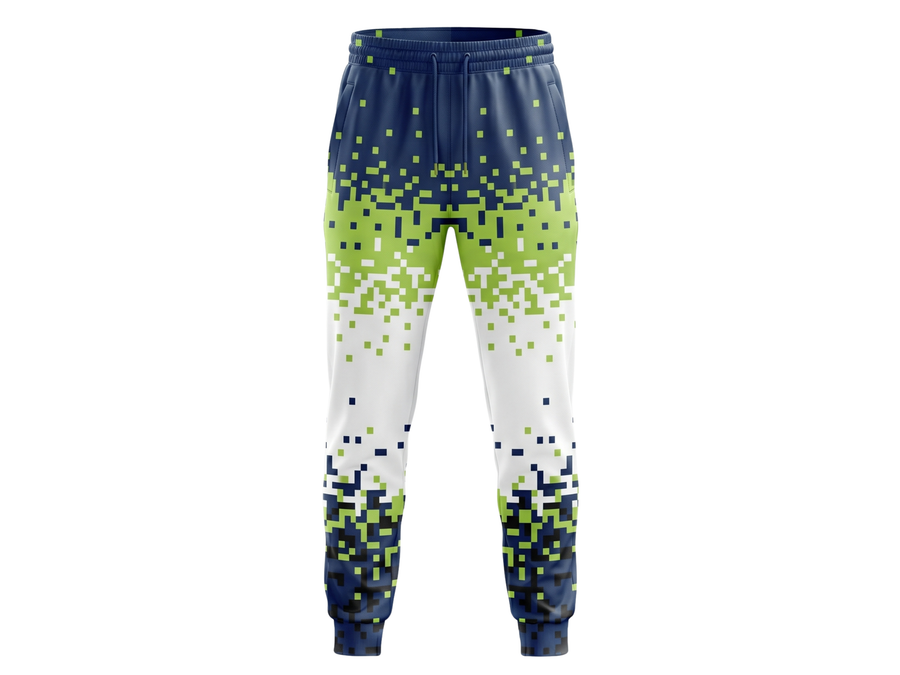 Navy Blue, Lime Green & White Custom Basketball Sublimated Bottoms design preview