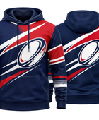 Custom Navy Red Rugby Hoodie | Wholesale Team Supporter Hoodie for Clubs and Bulk Orders