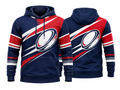 Custom Navy Red Rugby Hoodie | Wholesale Team Supporter Hoodie for Clubs and Bulk Orders