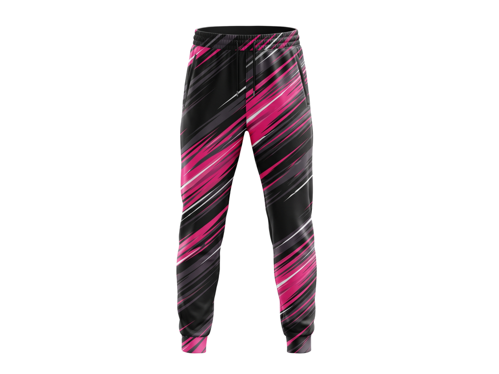 Black, Hot Pink & Gray Custom Basketball Sublimated Bottoms front design preview