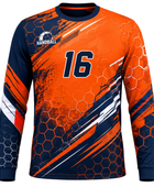 Custom Handball Goalkeeper Jersey – Orange Navy Long Sleeve Teamwear for Wholesale Buyers