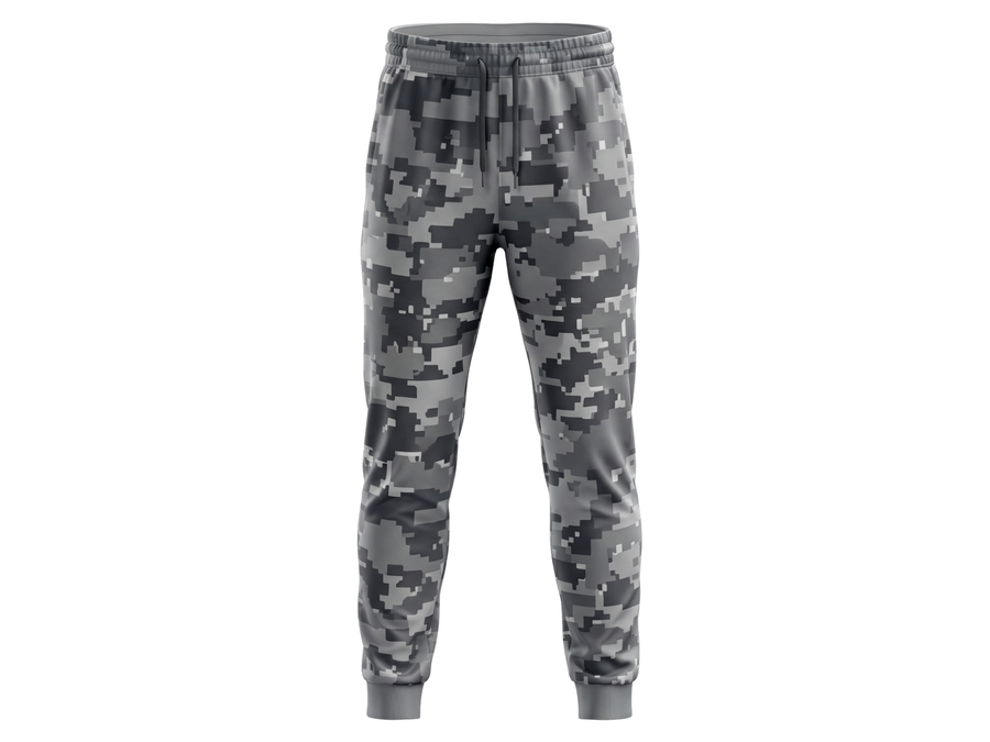Gray, Charcoal & Black Digital Camo Custom Basketball Sublimated Bottoms design preview