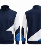 Custom Navy White Badminton Quarter-Zip Pullover – Wholesale Teamwear