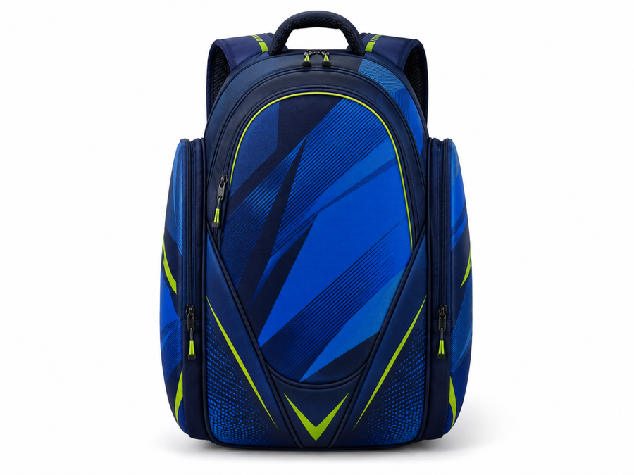 Padel Racket Backpack – Custom Blue Lime Wholesale Team Bag design preview