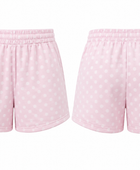 Custom Pink Screen Printed Doted Sweat Shorts B2B