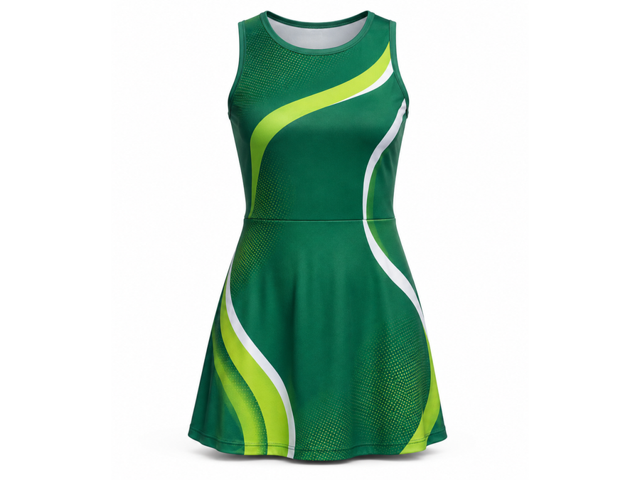 Women’s Padel Dress – Custom Green Lime Club Teamwear Wholesale design preview