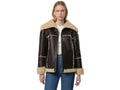 Burgundy Sheepskin Rancher Coat Wholesale | Women’s Curly Faux Shearling Winter Jacket Manufacturer