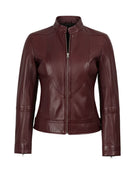 Burgundy Slim Fit Cropped Leather Jacket | Wholesale Custom Private Label Manufacturer