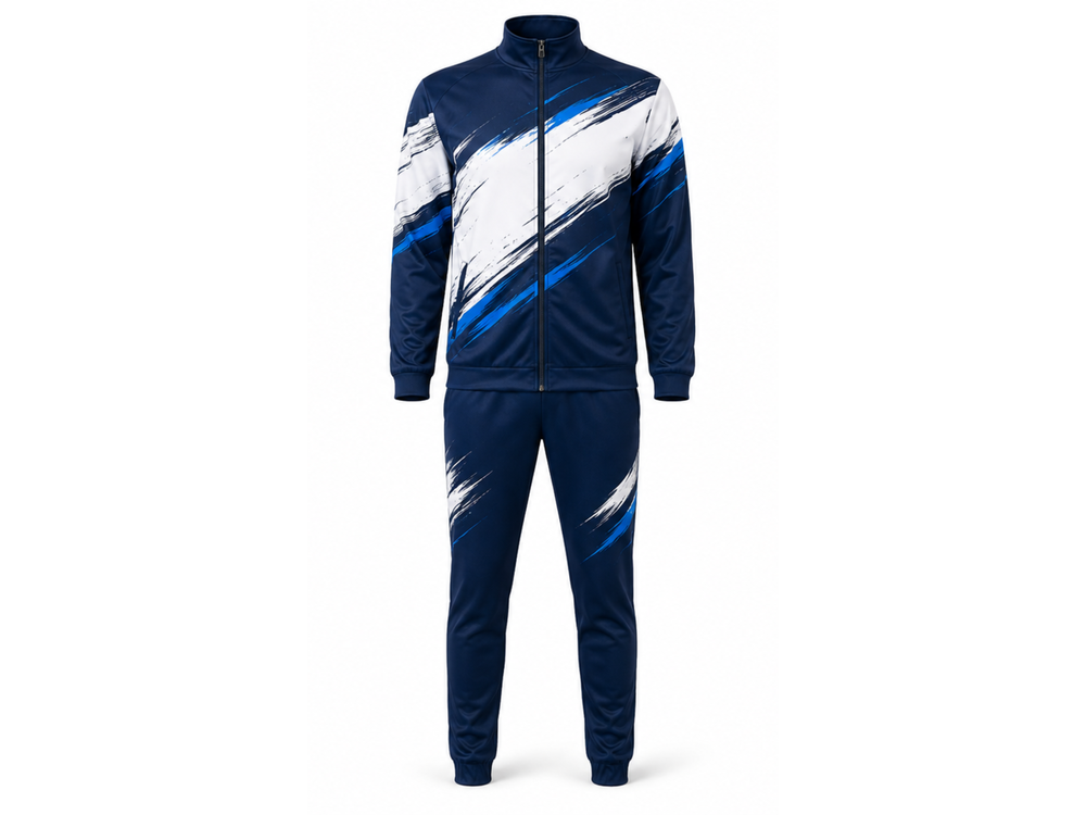 Custom Padel Warm-Up Set Navy White Team B2B Tracksuit Wholesale front design preview