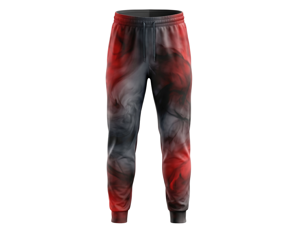 Custom Red, Black & Gray Smoke Basketball Sublimated Bottoms front design preview