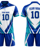 Blue & White Corn Hole Uniform – Bulk Team Jersey & Shorts, Low MOQ, Wholesale Activewear