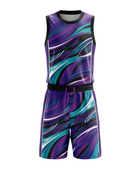 Custom Purple, Teal, Black & White  Basketball Sublimated Uniform