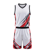 White, Red, Black & Gray Custom Basketball Sublimated Uniform