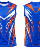 Custom Flag Football Blue & Orange Jersey Wholesale Sleeveless Team Uniform, Customizable, Low MOQ Bulk