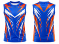 Custom Flag Football Blue & Orange Jersey Wholesale Sleeveless Team Uniform, Customizable, Low MOQ Bulk