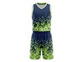Custom Navy Blue, Lime Green, White & Black Basketball Sublimated Uniform