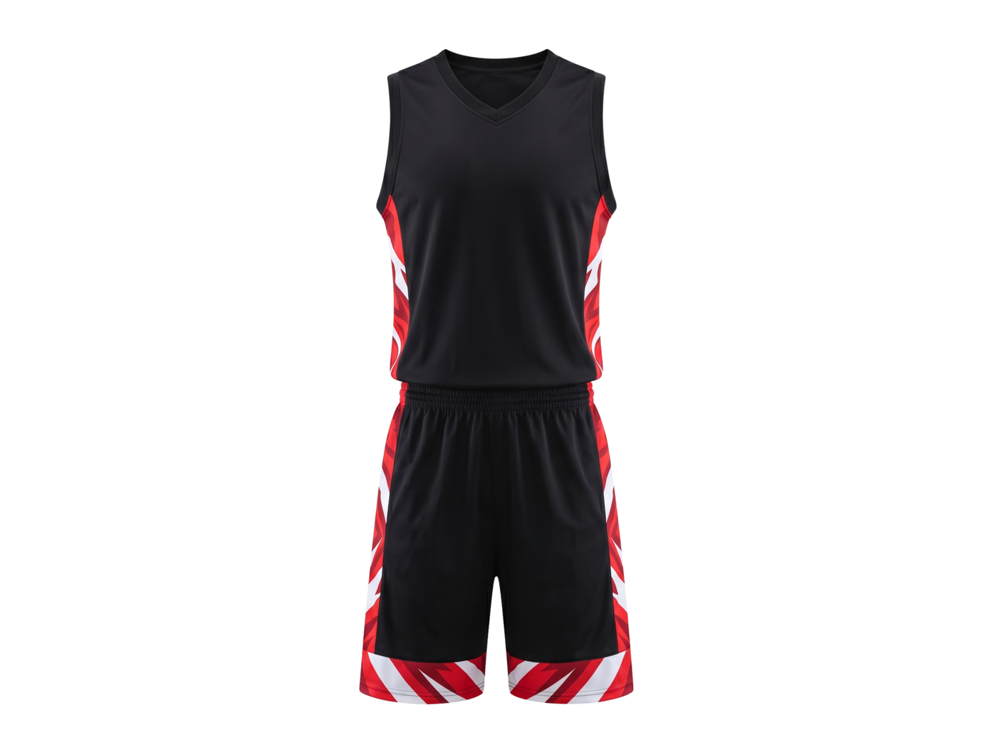 Custom Black, Red & White Basketball Sublimated Uniform