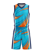 Custom Turquoise, Orange & Navy Basketball Sublimated Uniform