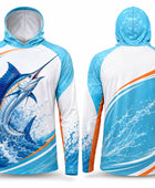 Custom Fishing Hoodie | Wholesale Performance Fishing Hoodie | Blue White Marlin | Apparels Bridge