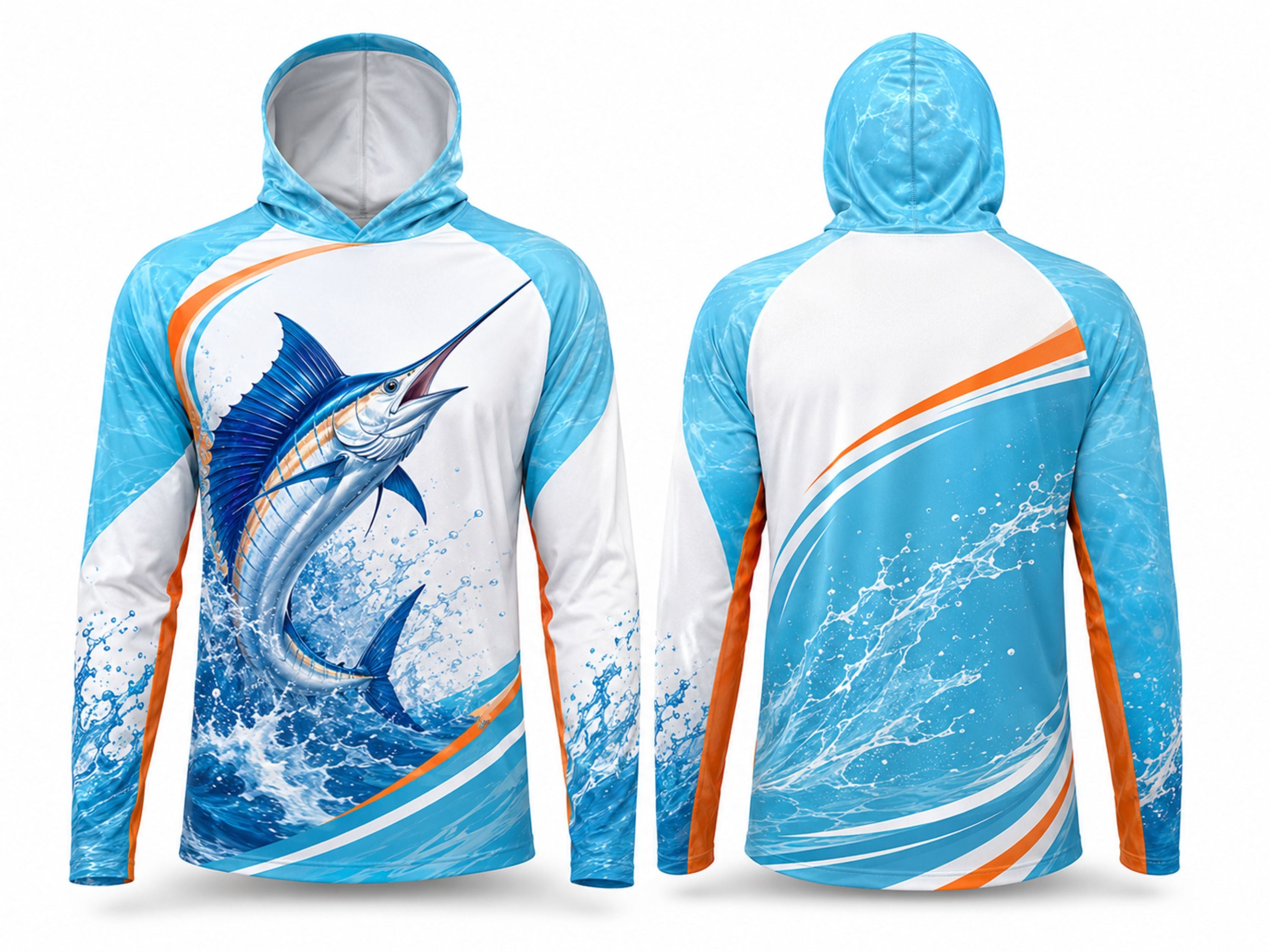 Custom Fishing Hoodie | Wholesale Performance Fishing Hoodie | Blue White Marlin | Apparels Bridge